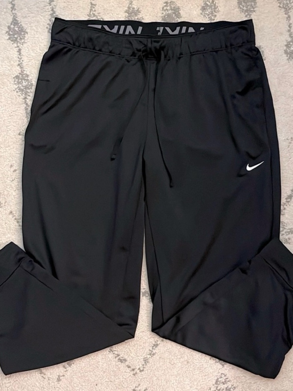 Nike Black Women's Athletic Pants with White Swoosh